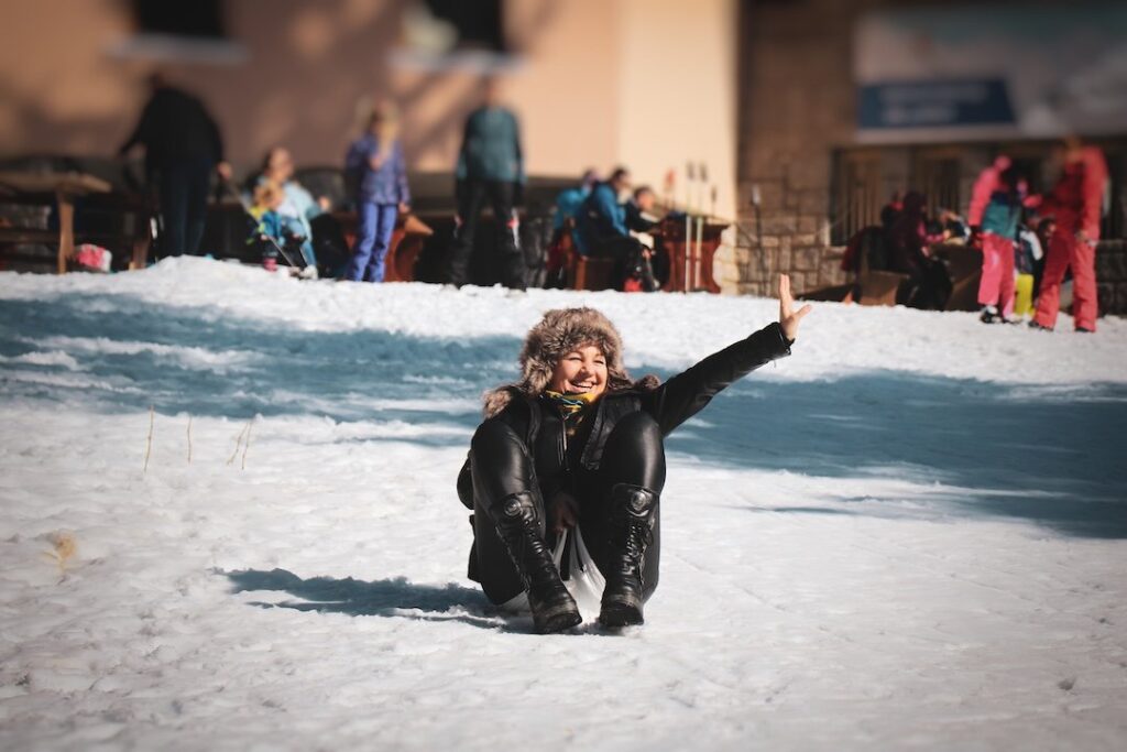 A woman is enjoying fun winter activities in Breckenridge