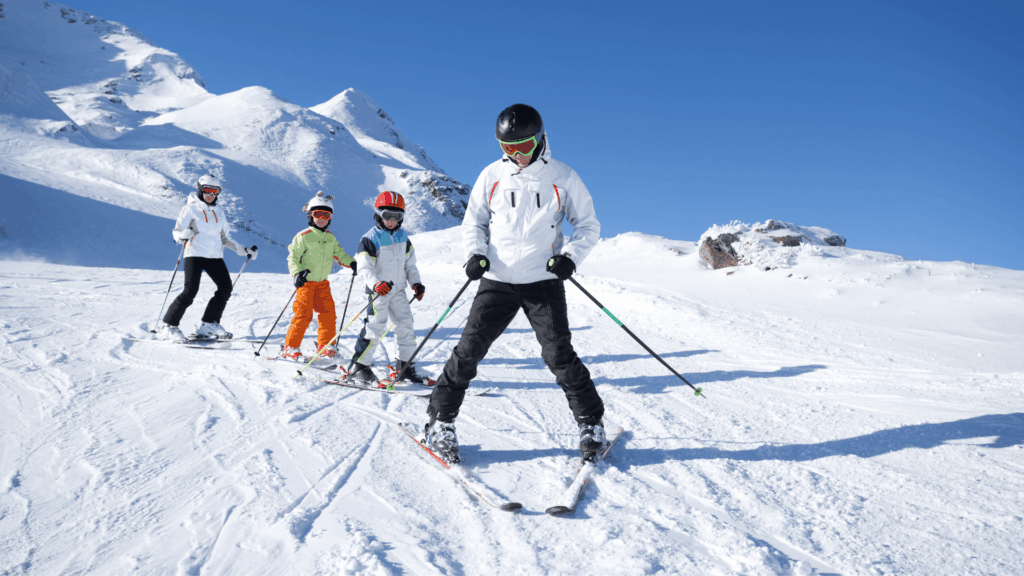 family skiing in vail, colorado