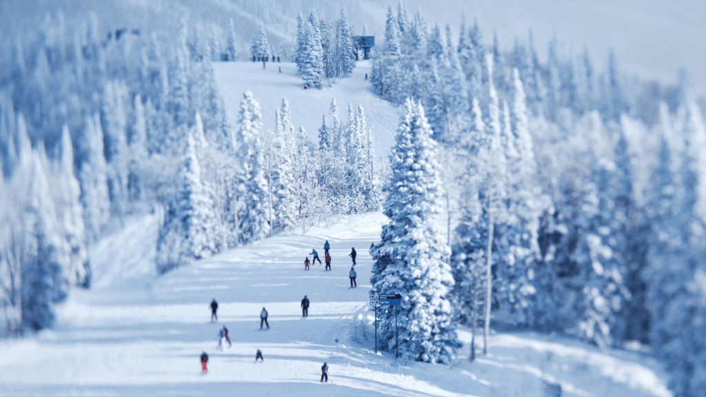group of people on spring break skiing in vail, colorado